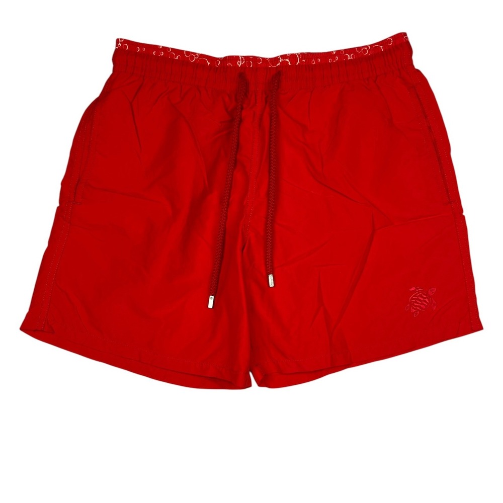 Vilebrequin EUC Swim Trunks Men L Red Moorea Sea Turtle Embroidered MLK7715E
